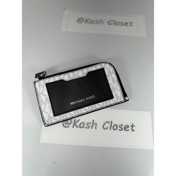 New Michael Kors Mens Cooper Logo Zip-Around Wallet -Bright White - Picture 1 of 5